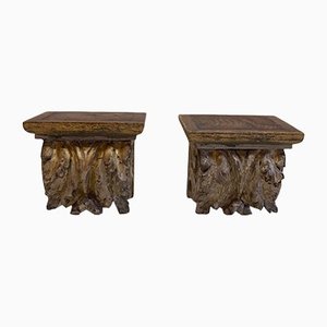 Small Wooden Capitals, 1800, Set of 2