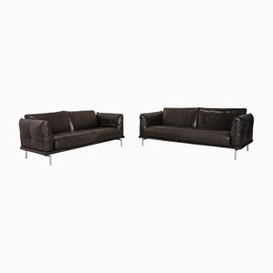 Dark Brown Leather Machalke Denver 2-Seat & 3-Seat Sofas, Set of 2