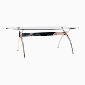 Oval Glass & Chrome Dining Table