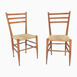 Mid-Century Beech Chiavari Chairs with Slatted Backrests, Italy, Set of 2