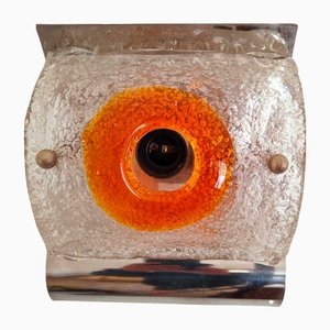 Two-Tone and Steel Glass Wall Lamp from Mazzega, 1970s
