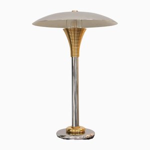 Chromed Metal and Brass Ministerial Table Lamp from Drummond, 1970s