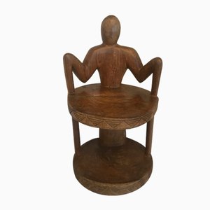 Chaise Tronc Africaine en Bois Sculpté