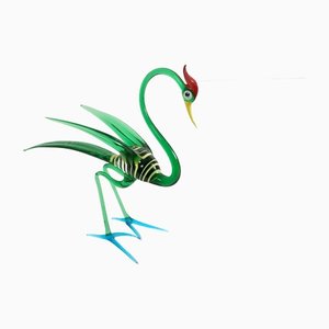 Mid-Century Green Murano Glass Decorative Bird, Italy
