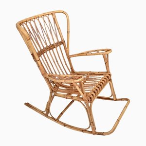 Postmodern Bamboo Rocking Chair, Italy, 1980s
