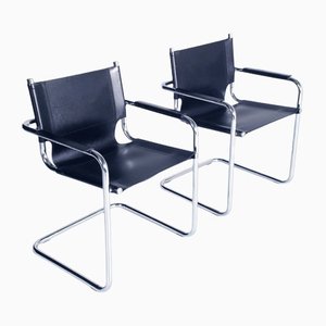 Set of Italian Cantilever Style S34 Armchairs in Chromed Steel Numbered by Mart Stam, 1960s