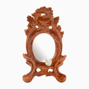 Small Mirror in Glossy Tobacco from Rebirth Ceramics