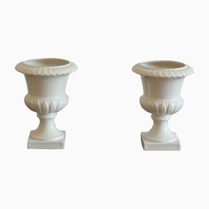 White Lacquered Ceramic Vases from Capuani Este, Italy, 1900s, Set of 2