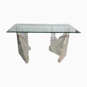 Hollywood Regency Marble & Acrylic Glass Desk from Lion in Frost, 1970s or 1980s