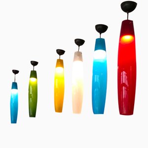 Italian Murano Glass Pendants in Various Colors by Alessandro Pianon for Vistosi, 1960s, Set of 5