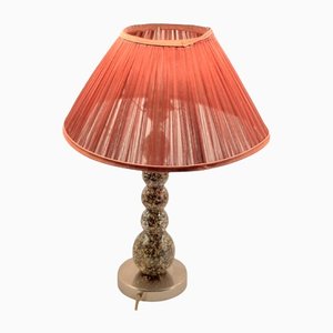 Lámpara de mesa italiana Mid-Century vintage con bola de vidrio multicolor