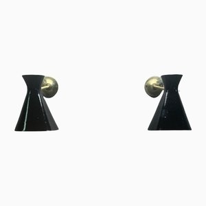 Octone Lacquered Black Wall Light, 1960s