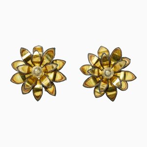 Brass Flower Wall Lights by Christian Techoueyres for Maison Jansen, 1970s, Set of 2