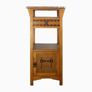 Art Nouveau / Arts & Crafts Painted Nightstand in Blond Wood,