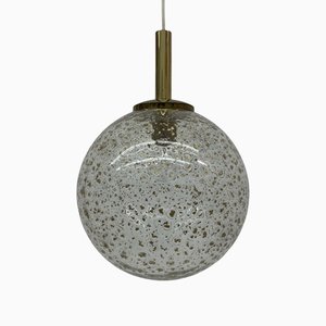 Mid-Century Glass Globe Hanging Lamp with Gold Flakes, 1970s