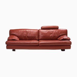 Oxblood Red Leather Three Seater Sofa from Roche Bobois