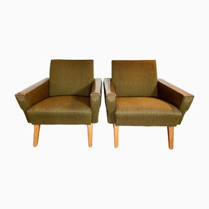 Armchairs in Fabric and Vinyl, 1960s, Set of 2