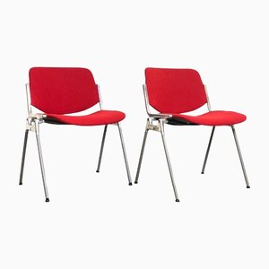 DSC106 Red Desk Chair by Giancarlo Piretti for Anonima Castelli, Italy, 1960s, Set of 2