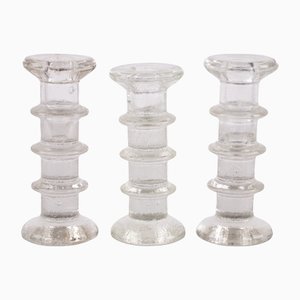 Vintage Kerzenhalter aus Glas von Timo Sarpaneva für Iittala, 1960er, 3er Set