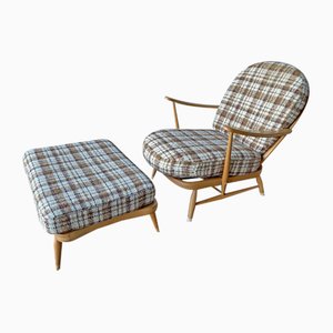 Vintage 203 Easy Lounge Chair & Footstool from Ercol, Set of 2