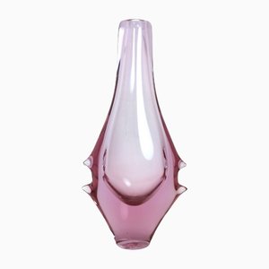 Vaso bohémien in vetro lilla chiaro, anni '70