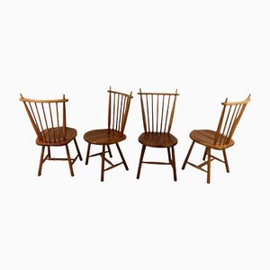 Swedish Ash Wooden Dining Chairs, 1960s, Set of 4