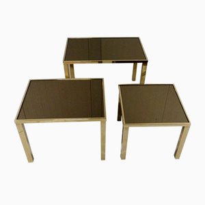 Gilded Nesting Tables from Belgo Chrom, Dewulf Selection, 1970s, Set of 3