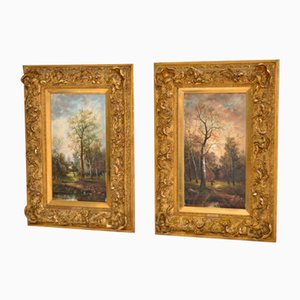 S. Williams, Viktorianische Landschaftsbilder, Öl auf Leinwand, Gerahmt, 2er Set