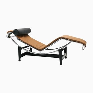 Cognac Leather Lc4 Chair by Charlotte Perriand & Le Corbusier for Cassina