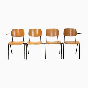 Industrial Stackable School Chairs in Plywood by Marko Holland, Set of 4