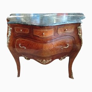 Baroque Rococo Style Louis XV Rosewood Commode with Bronze Friezes and Green Marble Floor Alps