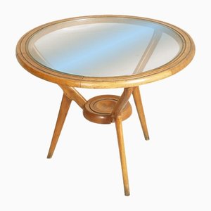 Mesa de centro trípode italiana Mid-Century redonda de Paolo Buffa para Brugnoli Mobili