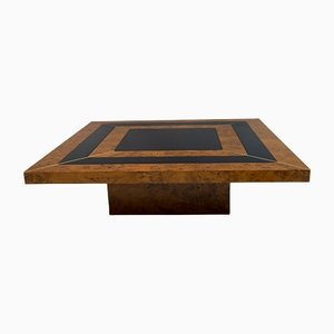 Art Deco Walnut & Lacquer Coffee Table, Italy, 1970s