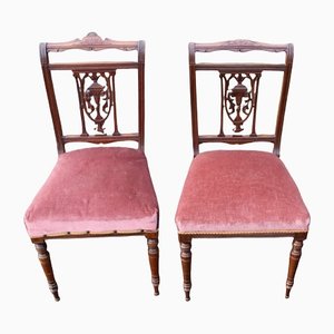 Pink Solid Mahogany Chairs, 1920s, Set of 2