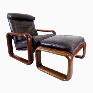 Leather Rosenthal Hombre Armchair & Ottoman by Burkhard Vogtherr, Set of 2