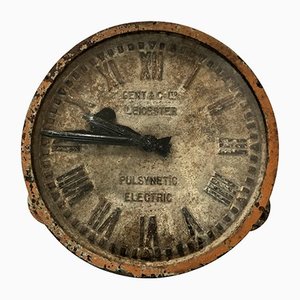Large Antique Industrial Vintage Cast Iron Railway Station Factory Wall Clock from Gents of Leicester