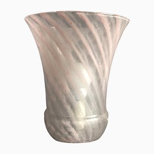 Italian Swirled Pink Murano Glass Vase Table Lamp, 1970s