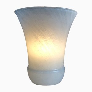 Italian Murano Swirled White Glass Vase Table Lamp, 1970s