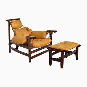 Brazilian Jangada Lounge Chair with Ottoman by Jean Gillon, 1960s, Set of 2