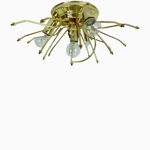 Lámpara de cristal y latón dorado de Christoph Palme para Palwa, años 70