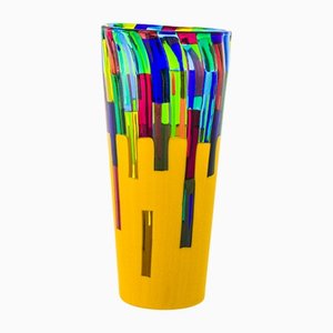 Handmade Fiorito Murano Glass Vase by Angelo Ballarin