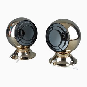 24 Carot Gold-Plated Magnetic Eyeball Wall Lamps from Abo Rangers, Denmark, Set of 2