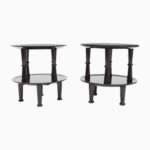 Tables d'Appoint Laquées Noires, 1950s, Set de 2