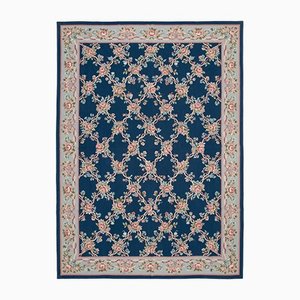 Alfombra Kilim de punto de aguja azul