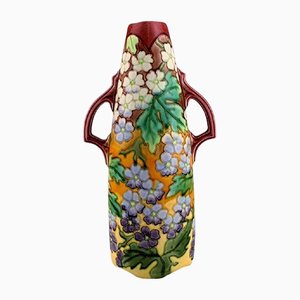 Grand Vase Art Nouveau Antique en Céramique Émaillée
