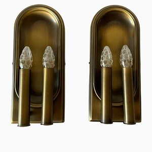 Antique German Brass Colour Metal 2 Cylinder Type of Church Sconces by WKR Leuchten, 1970s