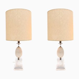French Travertine & Chrome Lamps from Lita, 1970s, Set of 2