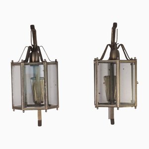 Lampade da parete in metallo e vetro, Italia, XX secolo