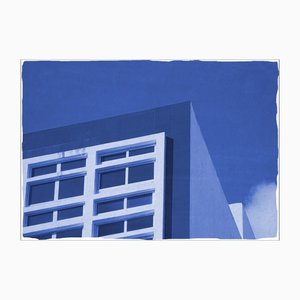 Minimalistisches geometrisches Gebäude, 2021, Cyanotypie