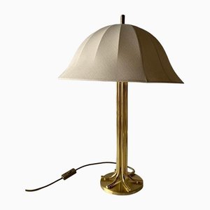 Large German Fabric Shade & Brass Body Table Lamp from Eru, 1980s